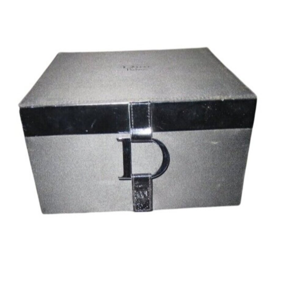 Christian Dior perfumes box w/ satin pillow & silver D gift box 8x8x5